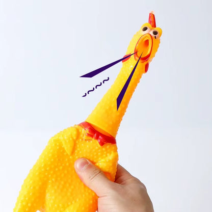 Funny squeaky screaming chicken chew toy for dogs made from durable PVC