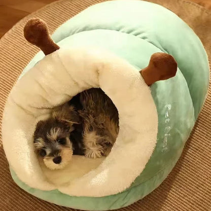 Warm semi-enclosed pet kennel house for cats and dogs with washable cushion