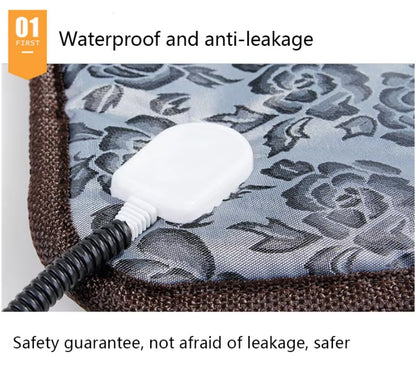 Electric pet heating pad for cats, dogs, and small animals with adjustable temperature and waterproof design