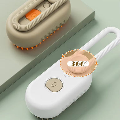 Pet Steam Brush for grooming, detangling, and hair removal for cats and dogs with steam spray function