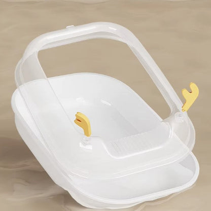 Semi-enclosed cat litter box with antler design, high border anti-splash, and privacy for cats