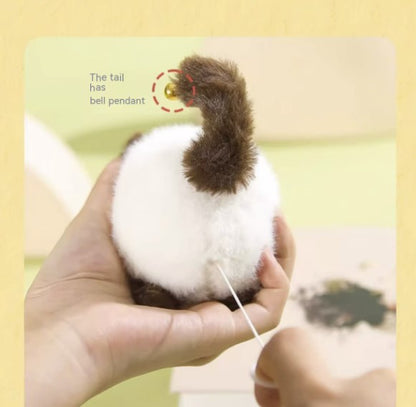 Tow Tail Plush Cat Doll with wagging tail, soft interactive toy for pets and cat lovers