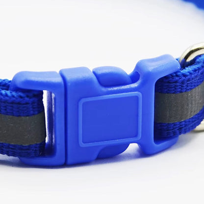 Reflective cat and dog collar with adjustable fit and bell for nighttime safety