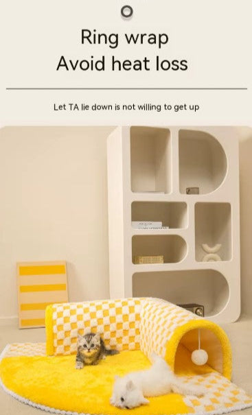 Tunnel cat nest cozy warm bed for winter with removable washable cushion