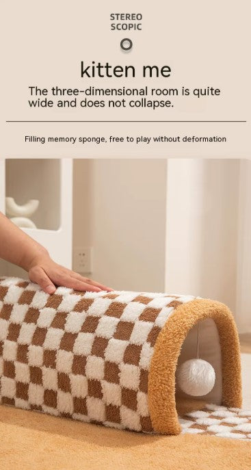 Tunnel cat nest cozy warm bed for winter with removable washable cushion