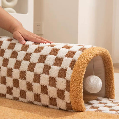 Tunnel cat nest cozy warm bed for winter with removable washable cushion