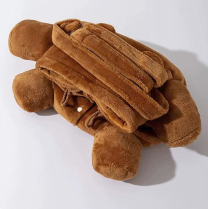 Autumn and Winter Shoulder Bag for Pets cute cartoon bear design with flannel for warmth