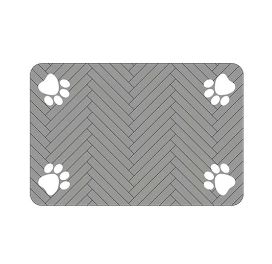 Pet feeding mat with waterproof rubber base and absorbent surface for cats and dogs