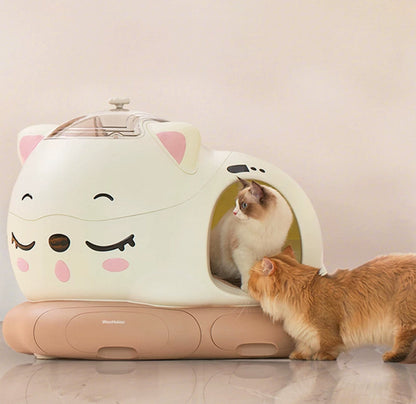 Open-top 10L smart cat litter box with automatic cleaning and odor control