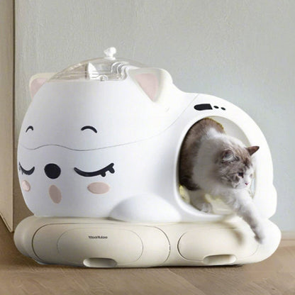 Open-top 10L smart cat litter box with automatic cleaning and odor control