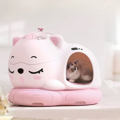 Open-top 10L smart cat litter box with automatic cleaning and odor control