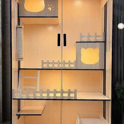 Handcrafted Wooden Cat Villa, Luxury Cat House, Multi-Level Cat Villa for Cats