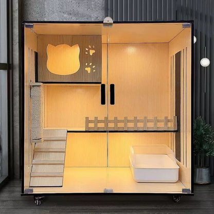 Handcrafted Wooden Cat Villa, Luxury Cat House, Multi-Level Cat Villa for Cats