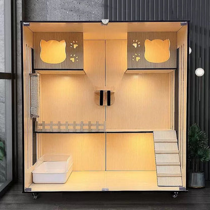 Handcrafted Wooden Cat Villa, Luxury Cat House, Multi-Level Cat Villa for Cats