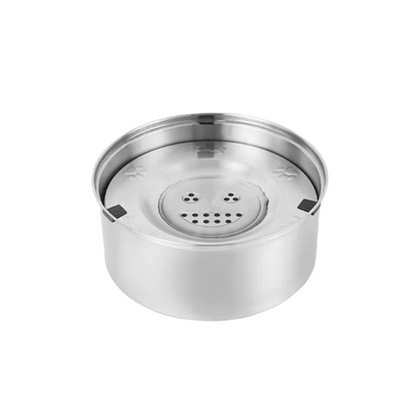 Large stainless steel dog water bowl with non-slip base and anti-splash design, suitable for multi-dog homes and outdoor use.