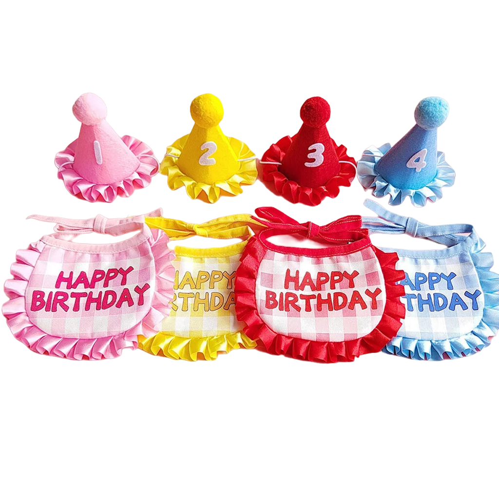 The Pet Paradisen Cat & Dog Birthday Scarf Hat Set – Cute Party Supplies for Small & Medium Pets