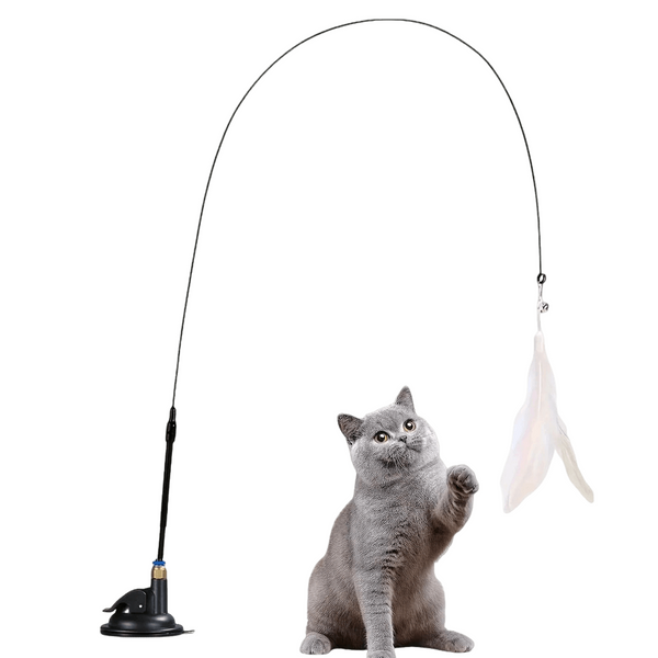 Cat Teaser Wand Toy – Interactive Feather and Bell Play for Active Cats