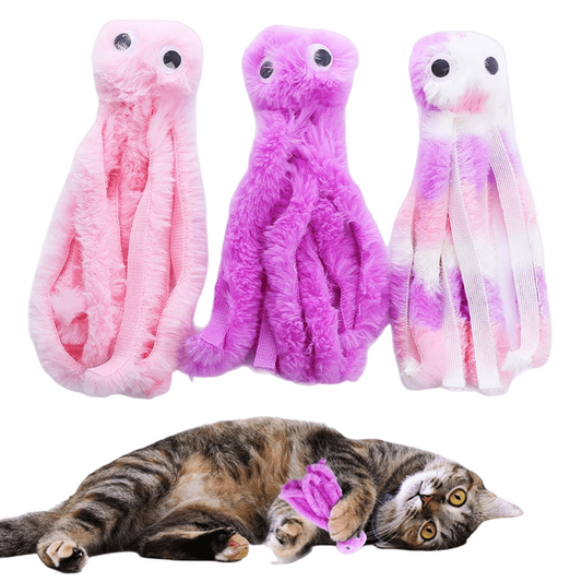 Cute octopus plush toy for cats, bite resistant and perfect for interactive play and cuddling.