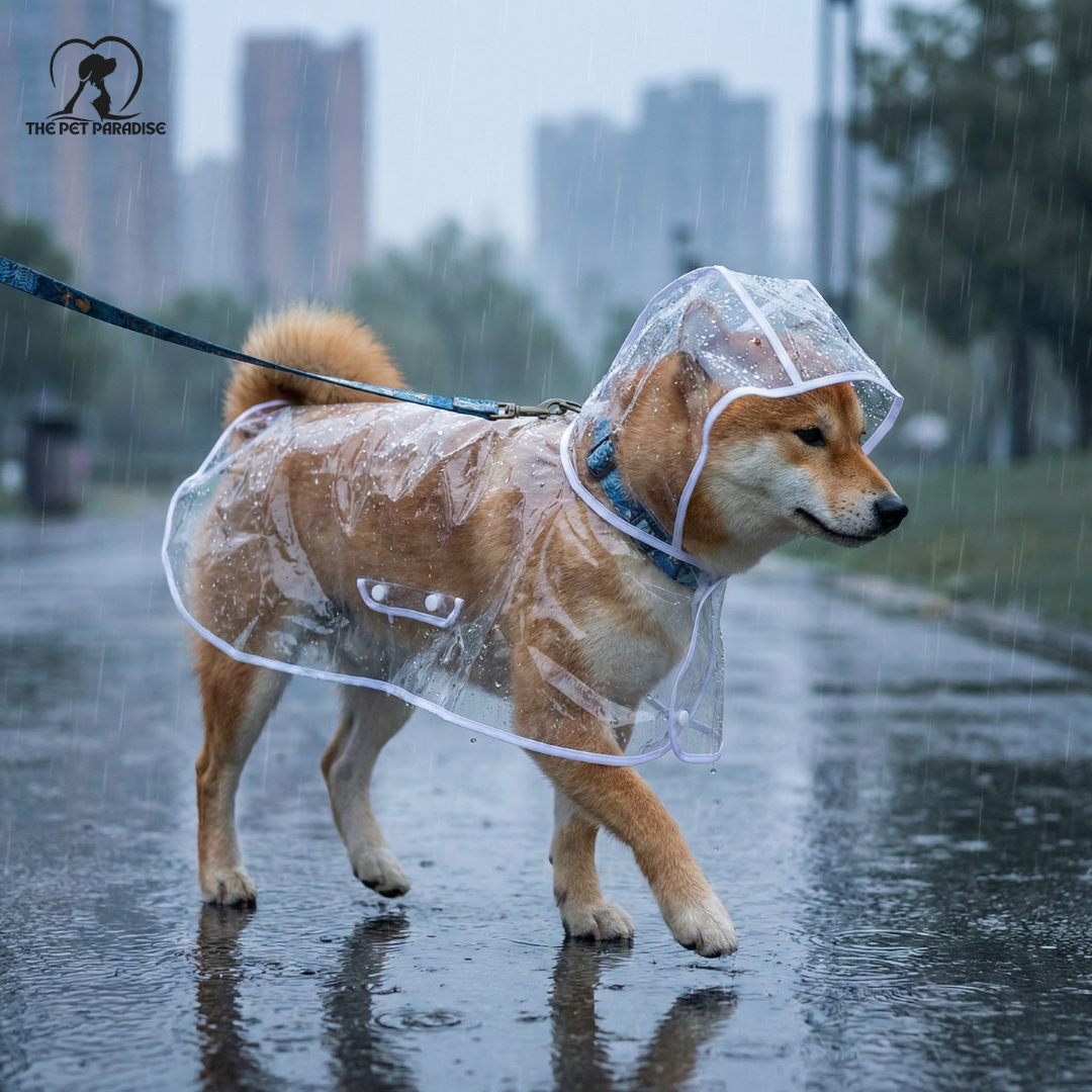 Impermeable transparente para mascotas: chaqueta impermeable transparente para paseos bajo la lluvia