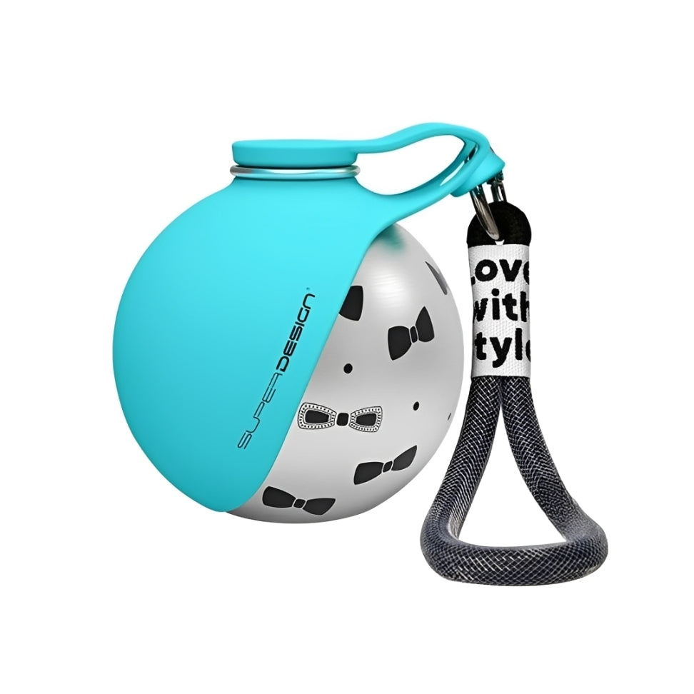 Dog travel water bottle The Nomad™ Kinetic Hydration Orb with stylish design and leash attachment.