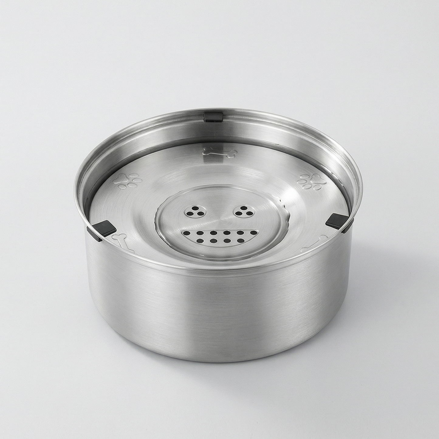 All-Terrain Dog Bundle heavy-duty stainless steel pet feeding bowl with paw print design.