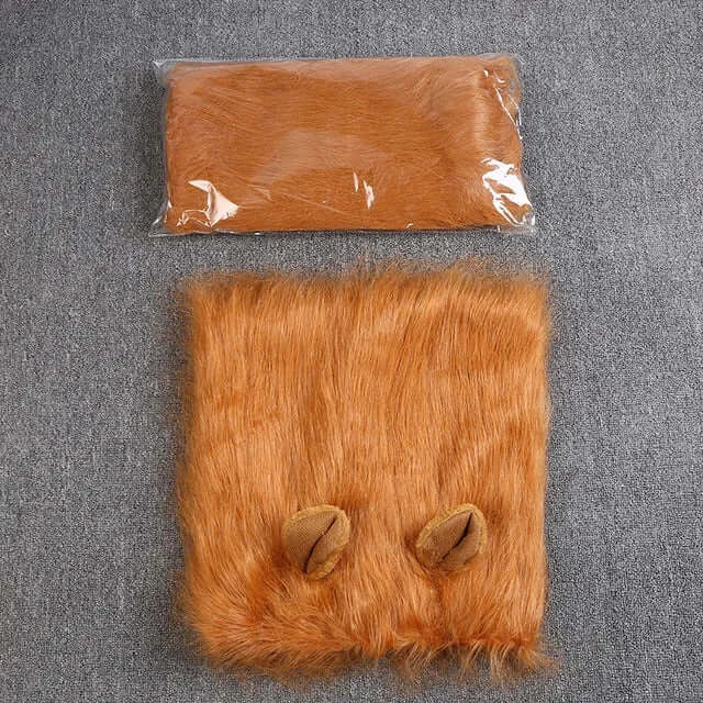 Funny lion mane hat for dogs and cats, perfect for cosplay and festive celebrations, includes a matching tail for a complete look.