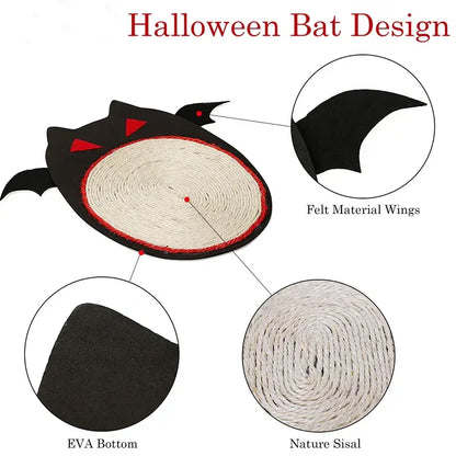 Halloween bat-shaped sisal cat scratch board for scratching and protecting furniture