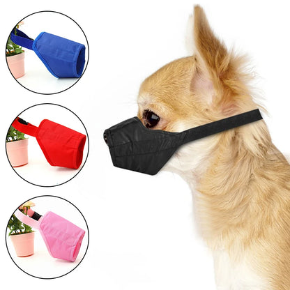 Adjustable nylon dog muzzle for anti-bite and bark control with buckle design, suitable for small to large dogs