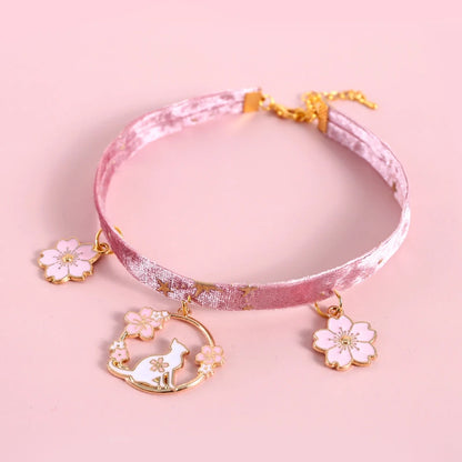 Velvet adjustable pet collar with bronzing star design for cats and small dogs