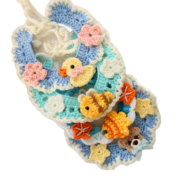 Bavoir pour collier et collier pour animaux de compagnie, fait main, en crochet et en forme de fleur – Accessoire mignon pour chiens et chats