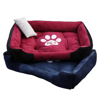 Bone-shaped soft cotton dog bed, washable and breathable with warm padding, designed for year-round comfort and suitable for dogs of all sizes.