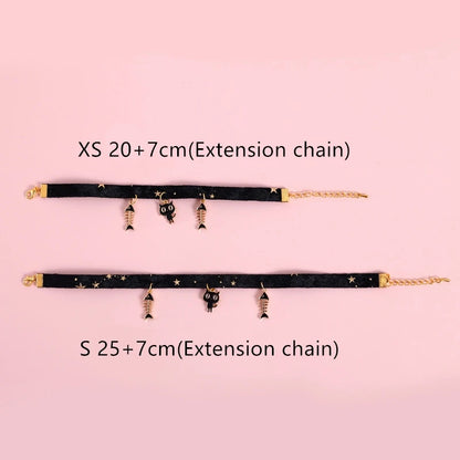 Velvet adjustable pet collar with bronzing star design for cats and small dogs