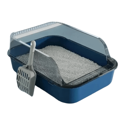 High-sided open cat litter box with low entry, designed for kittens, senior cats, and splash protection.