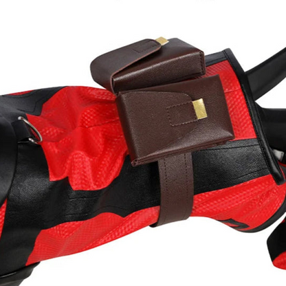 Pet dressed in Hot Movie Deadpool Cosplay Costume, a fun Dogpool outfit for Halloween and parties