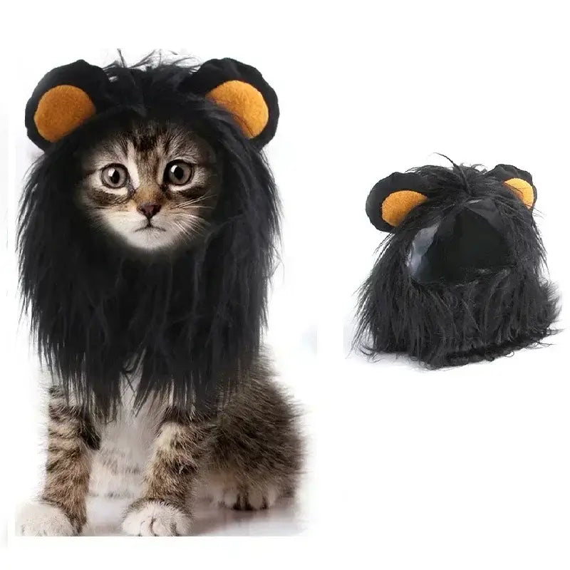 Cat Cosplay Dress Up Pet Hat Lion Mane for Halloween and Christmas decoration.