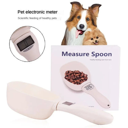Digital pet food scoop with scale for accurate dog and cat feeding