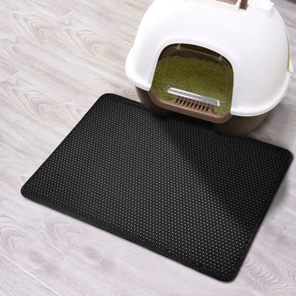 Double layer cat litter mat with honeycomb top and waterproof base