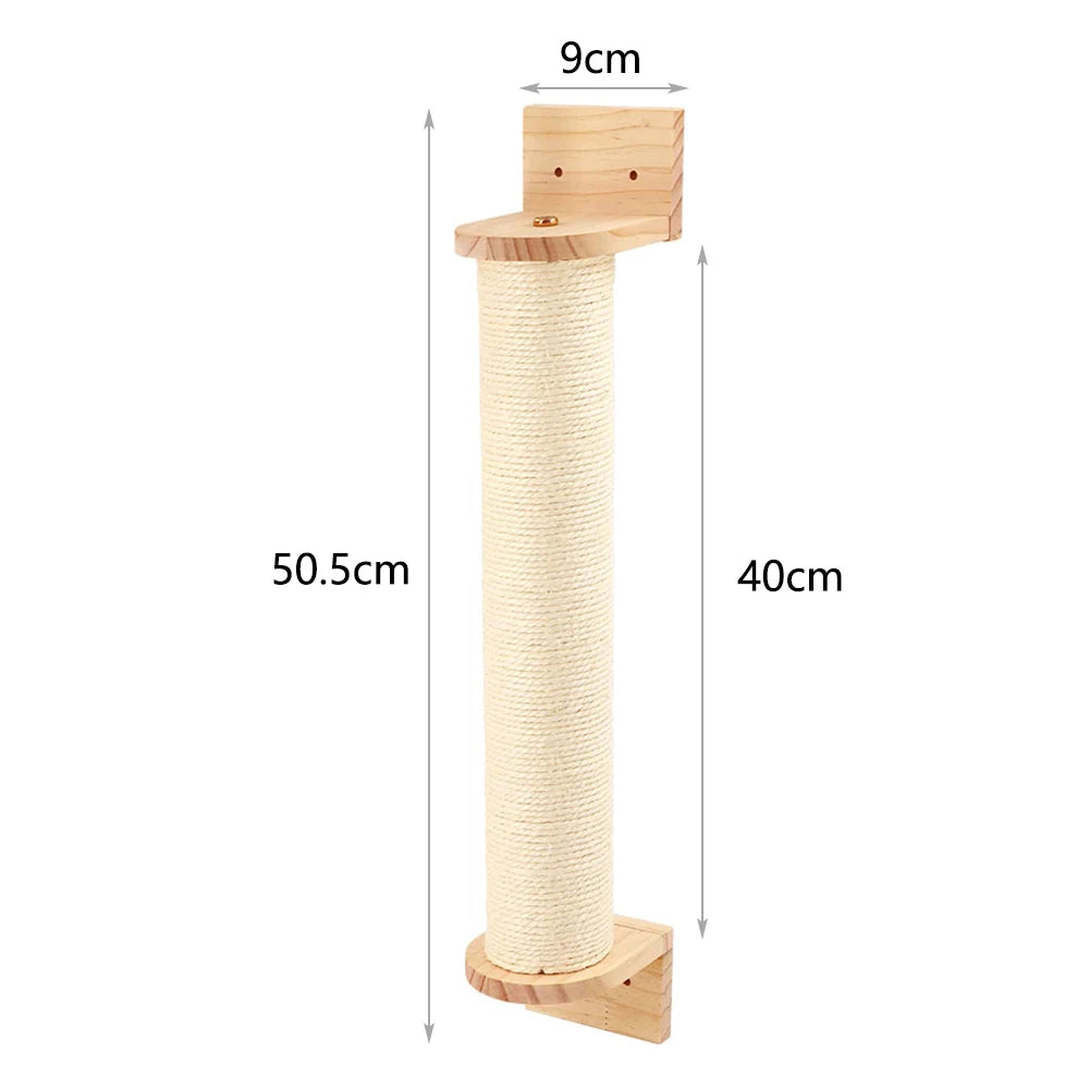 The Pet Paradise | Wall Mounted Cat Climbing Shelf - Sisal Rope Scratching Post & Stairway Furniture for Cats & Kittens - Sleep, Play, and Climb