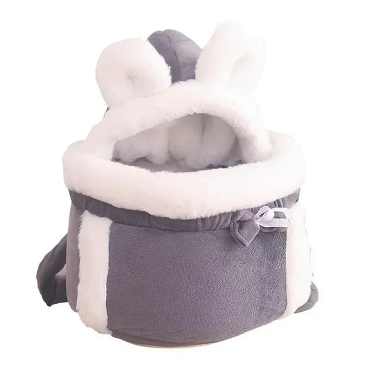 Plush pet carrier bag for small dogs and cats - cozy, foldable, and ideal for winter travel