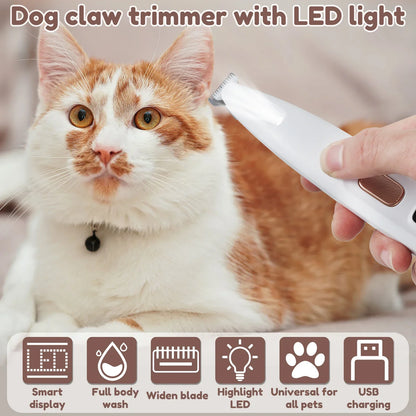 LED dog paw trimmer with digital display and stainless steel blade