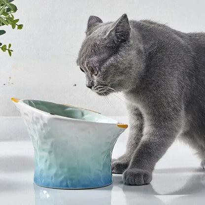 Elegant ceramic pet bowl for cats and dogs with anti-skid bottom.