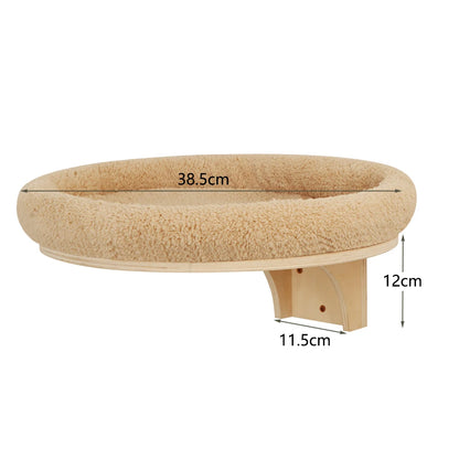 Wall-mounted cat shelf with sisal scratching posts and multi-level steps