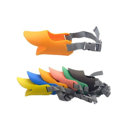 Silicone duck-shaped muzzle designed to prevent biting, barking, and chewing for dogs