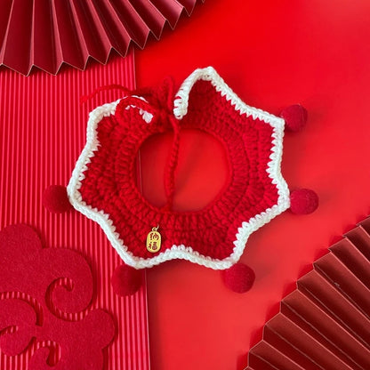 Christmas pet scarf collar with festive bow for cats and small dogs