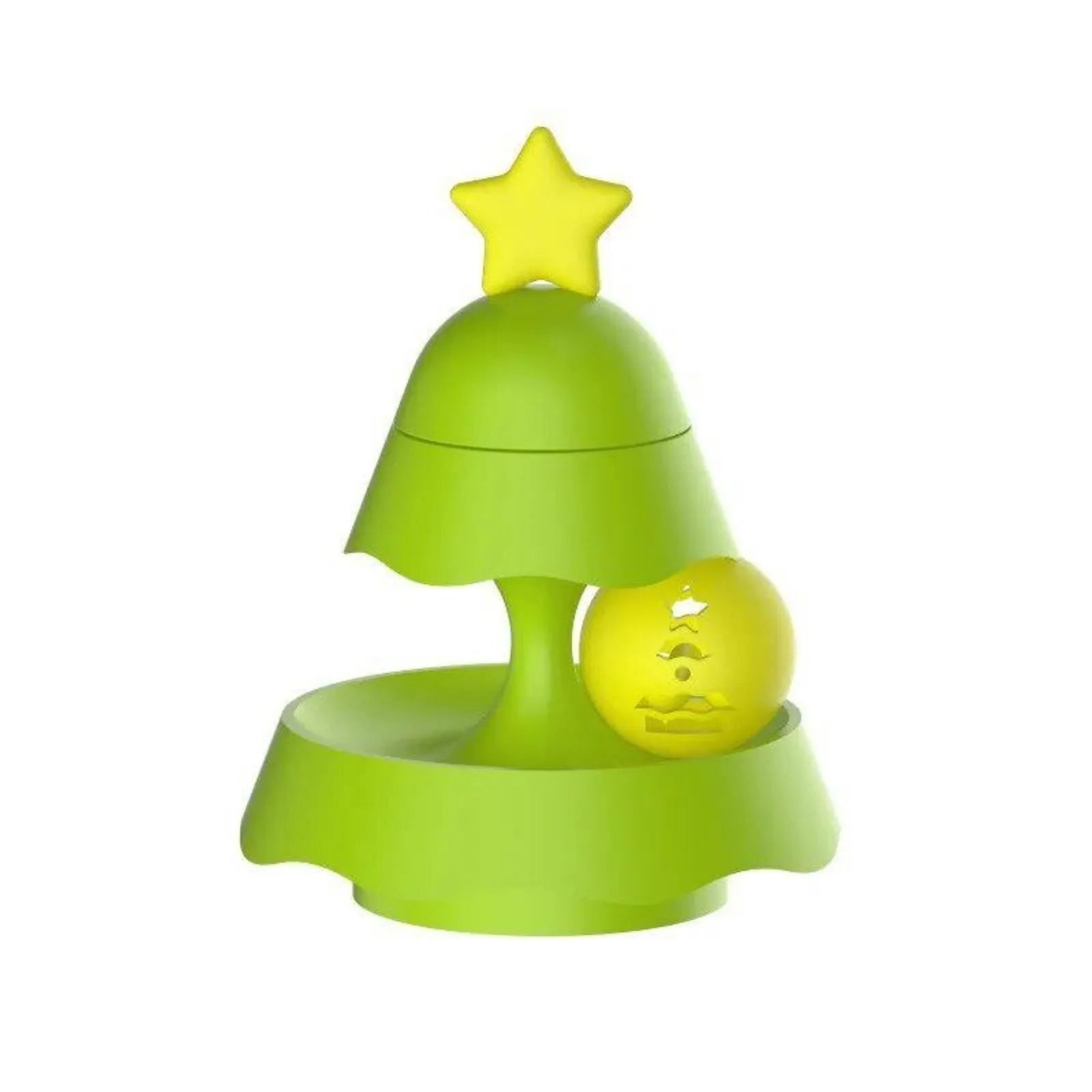 Christmas tree-shaped cat track toy with multi-stage interactive ball tracks for indoor cats.