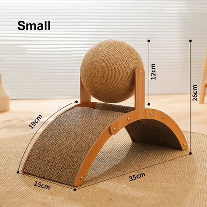 2-in-1 Cat Scratching Ball, Sisal Scratcher for Cats, Cat Toy with Wooden Base