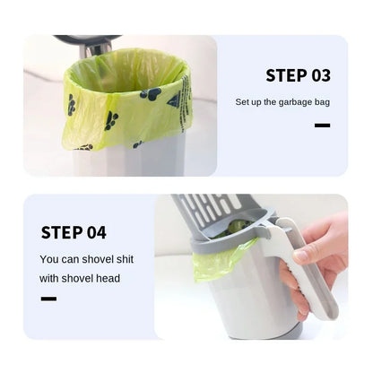 Cat litter scoop with built-in waste bin for easy litter box cleaning