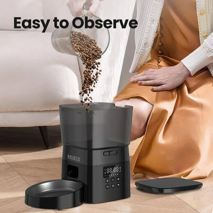 Automatic pet feeder with digital timer and portion control for cats and dogs