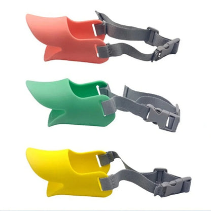 Silicone duck-shaped muzzle designed to prevent biting, barking, and chewing for dogs