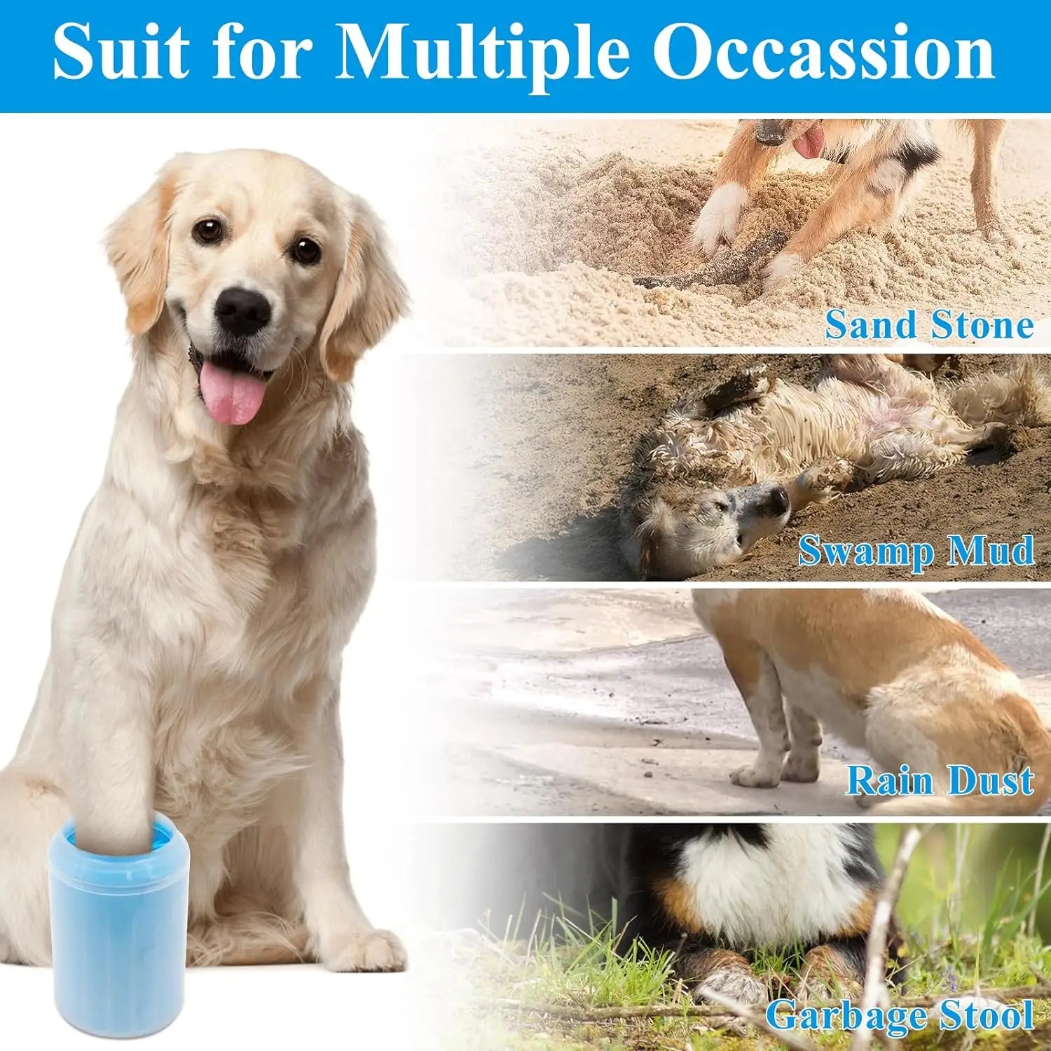 Soft silicone pet paw cleaner cup for cats and dogs, portable and easy to use for quick paw cleaning